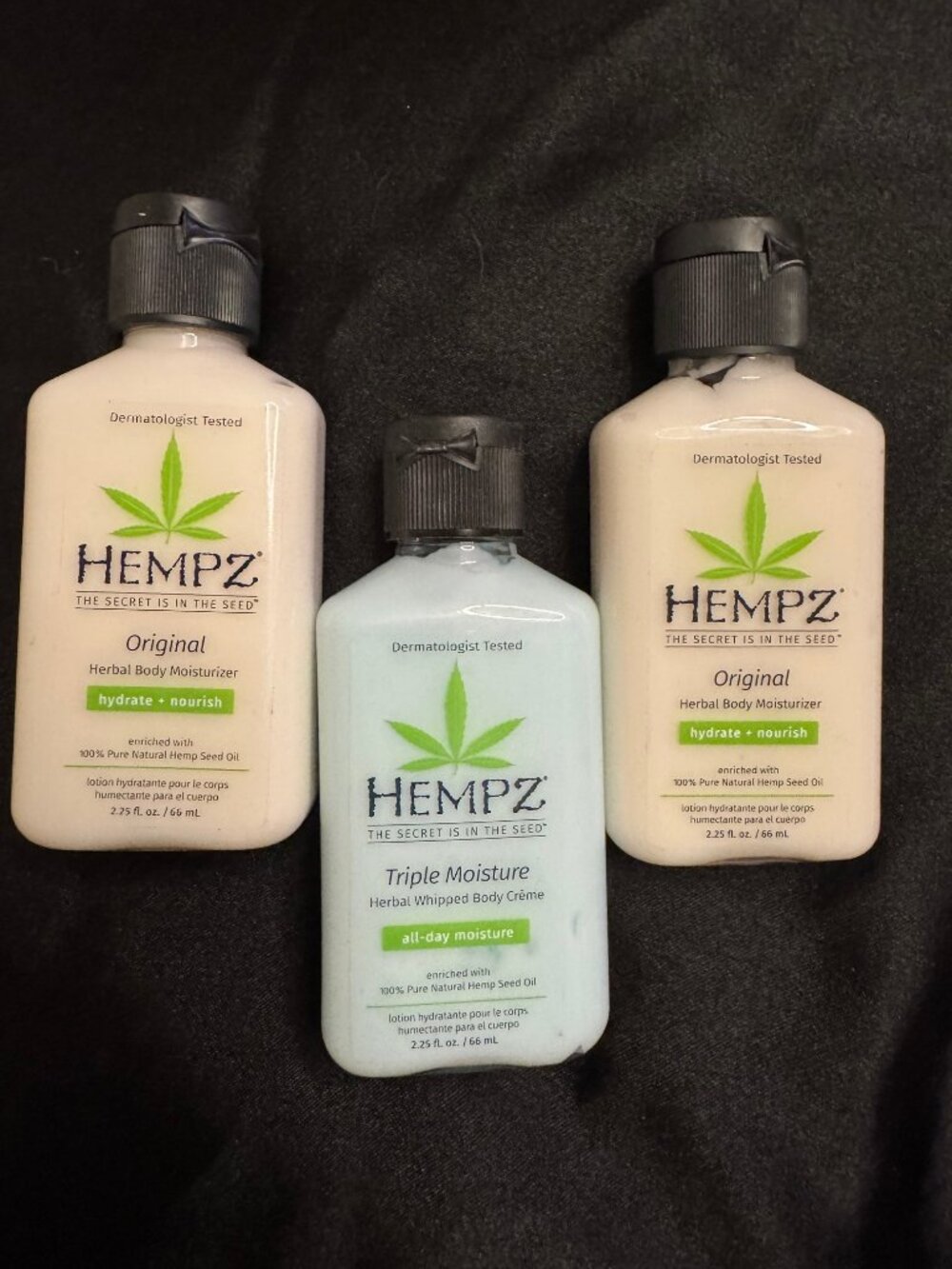 Hempz Travel Size Herbal Body Moisturizer - Original & Triple Moisture 3-pk 2.25